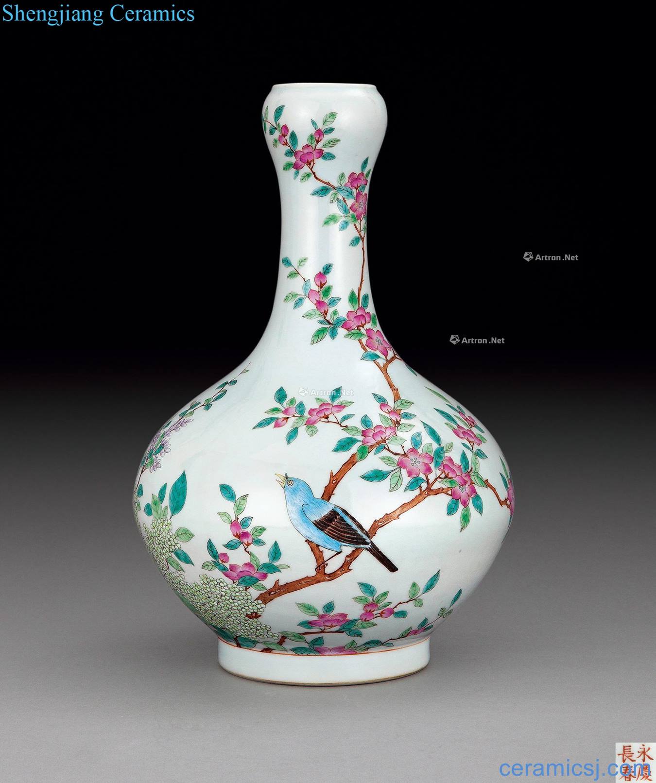 Qing guangxu powder enamel grain bottle of garlic