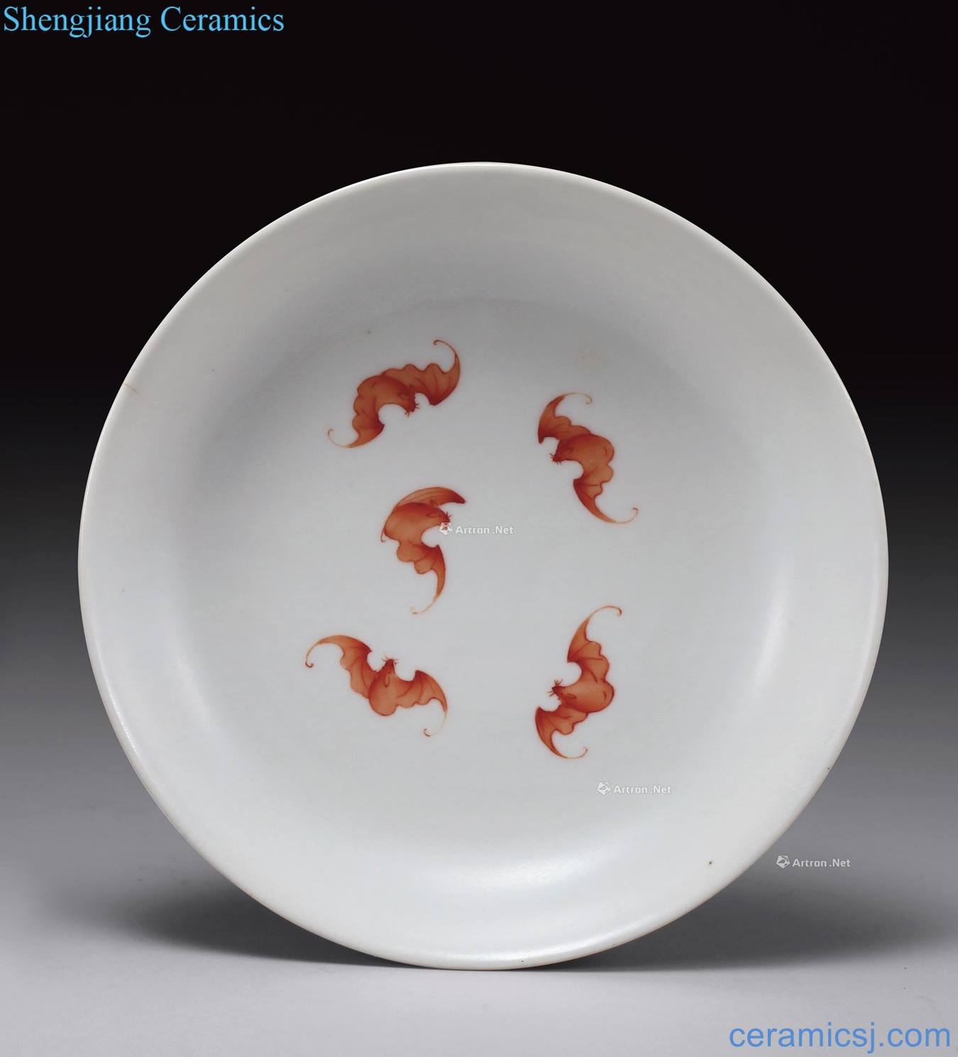 Qing daoguang Five bats to pastel yellow flower plate (2)