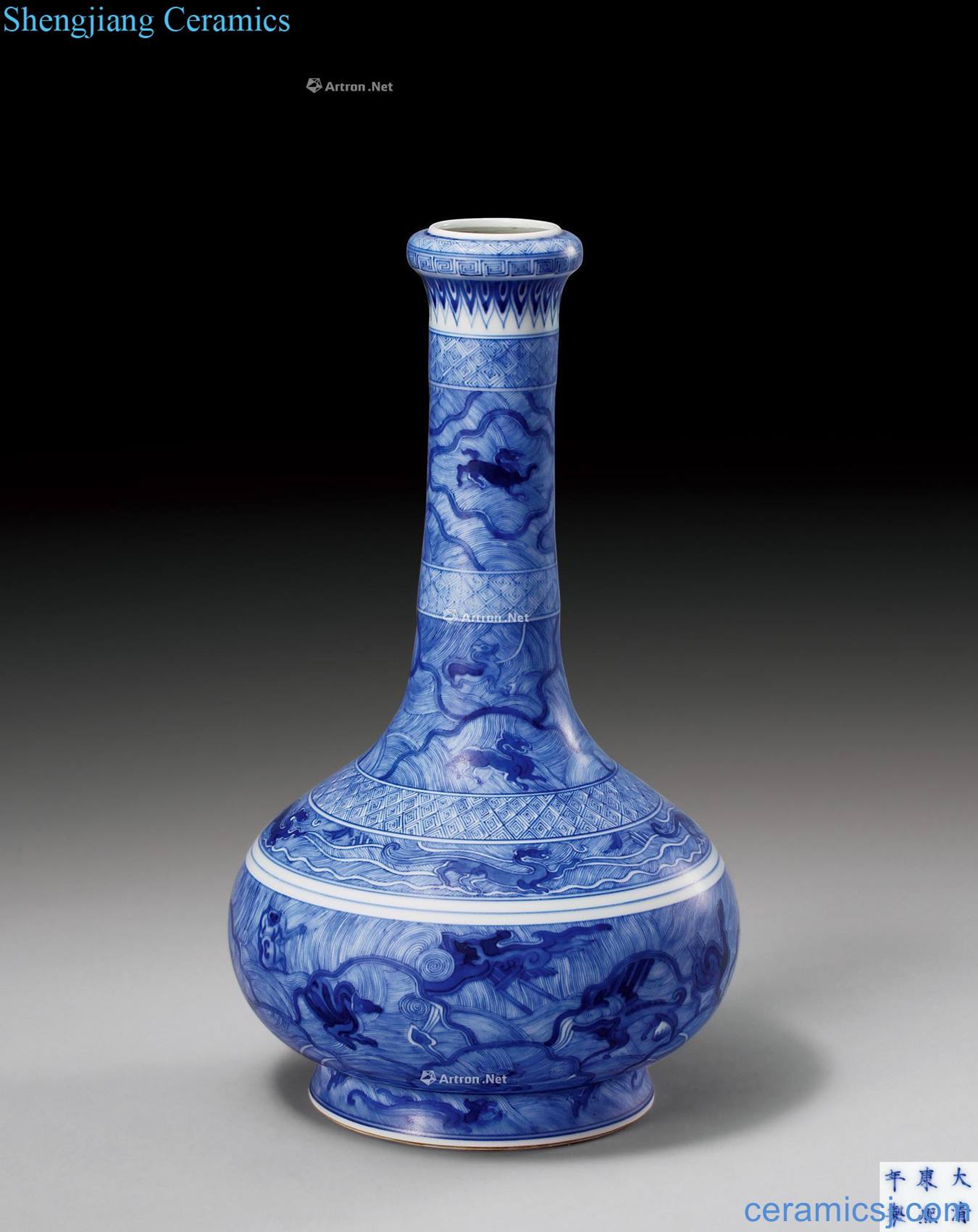 The qing emperor kangxi Blue sea mouth bottle of garlic