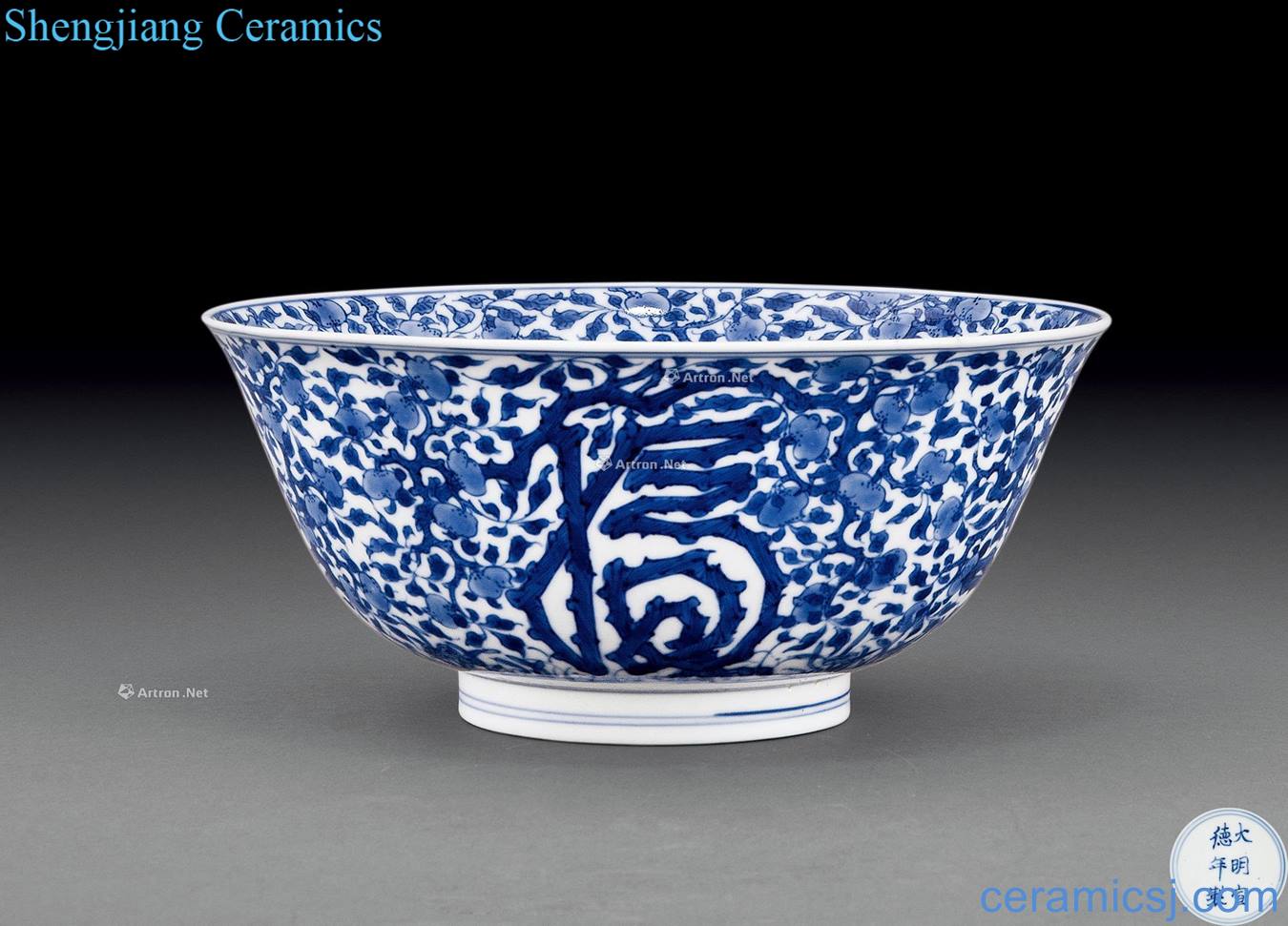 The qing emperor kangxi Blue and white flowers and live grain big bowl