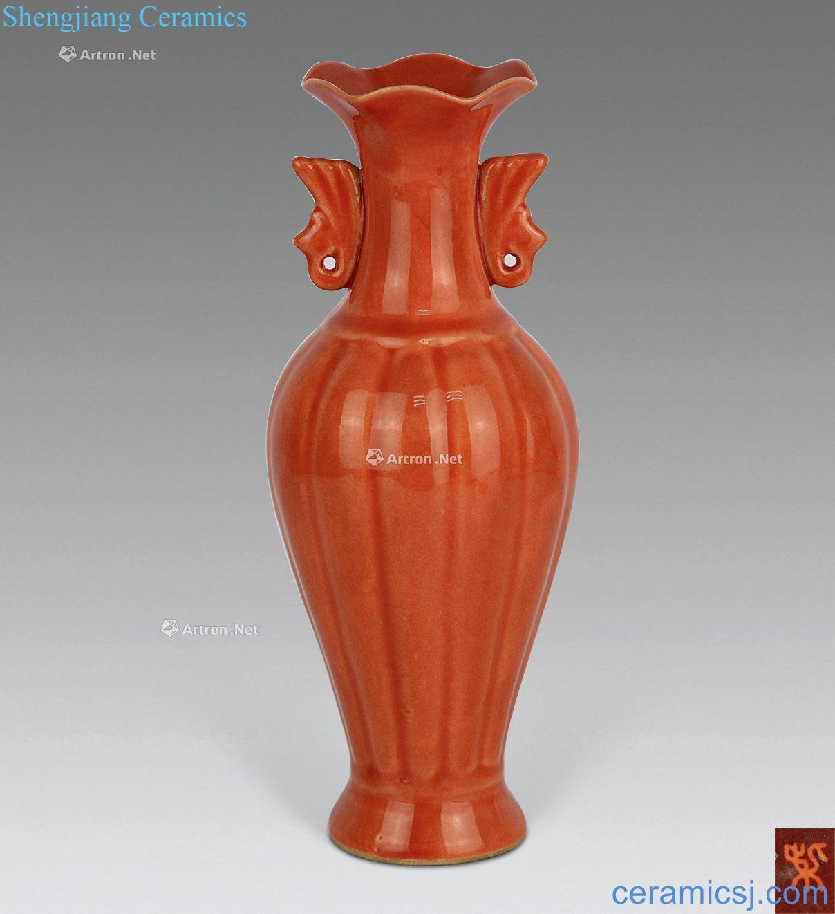 Wood is thin porcelain vase maintain (red)