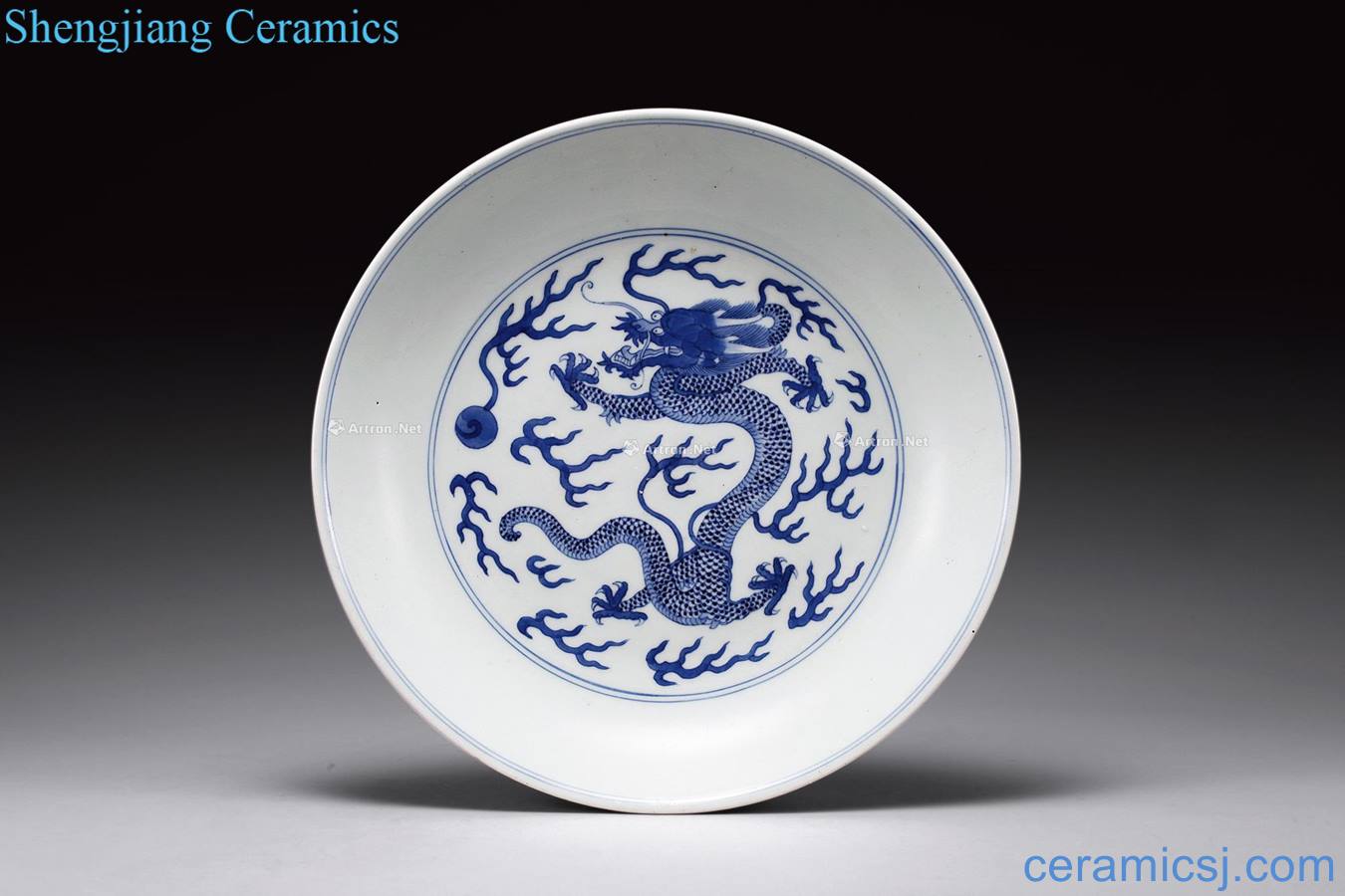 Qing daoguang Blue and white YunLongWen plate