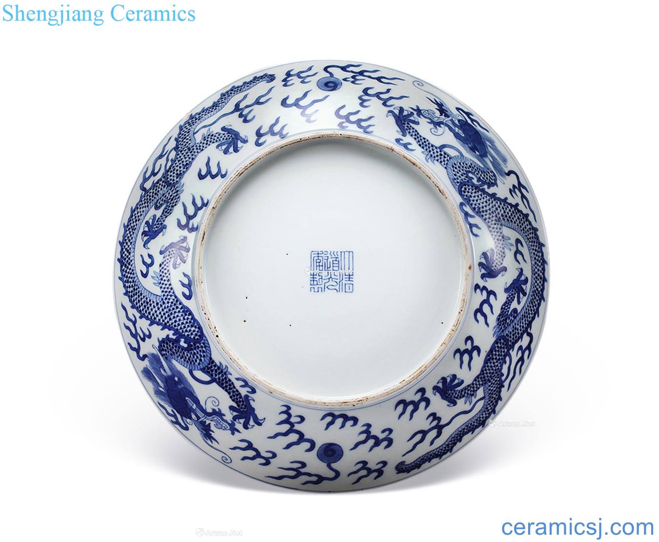 Qing daoguang Blue and white YunLongWen plate
