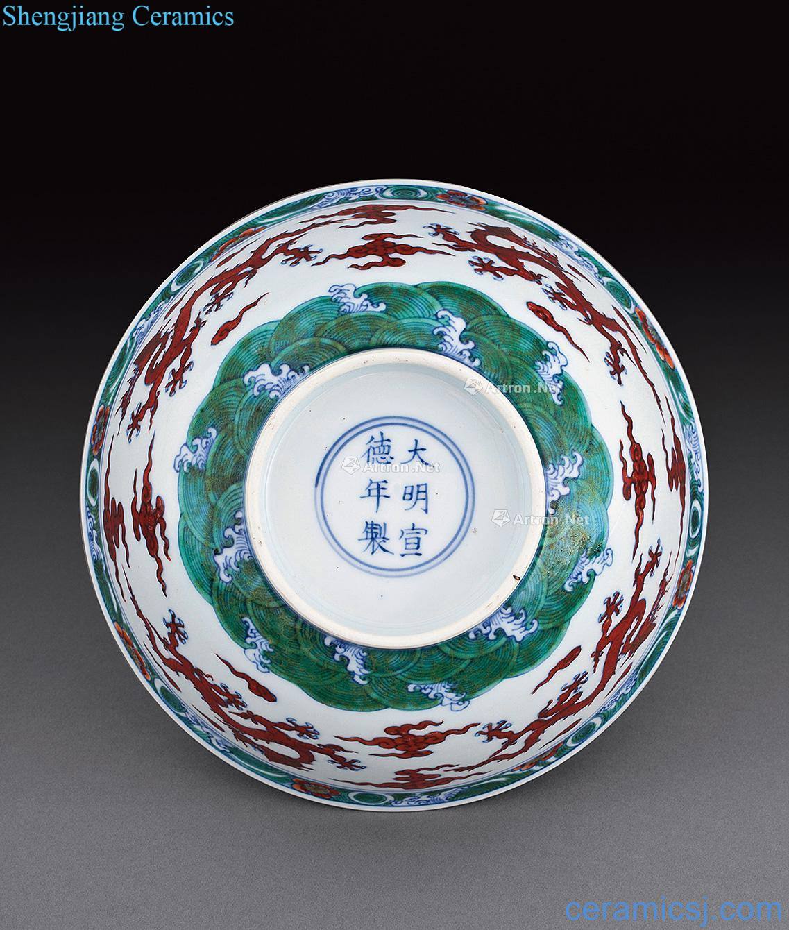 The qing emperor kangxi bucket alum red YunLongWen bowl