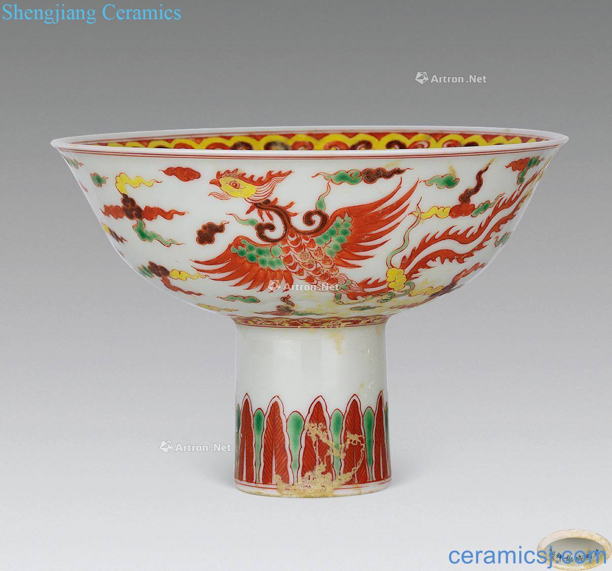 Dou colourful feng grain footed cup