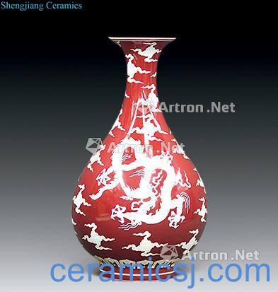 in Chili red white jade dragon spring bottle