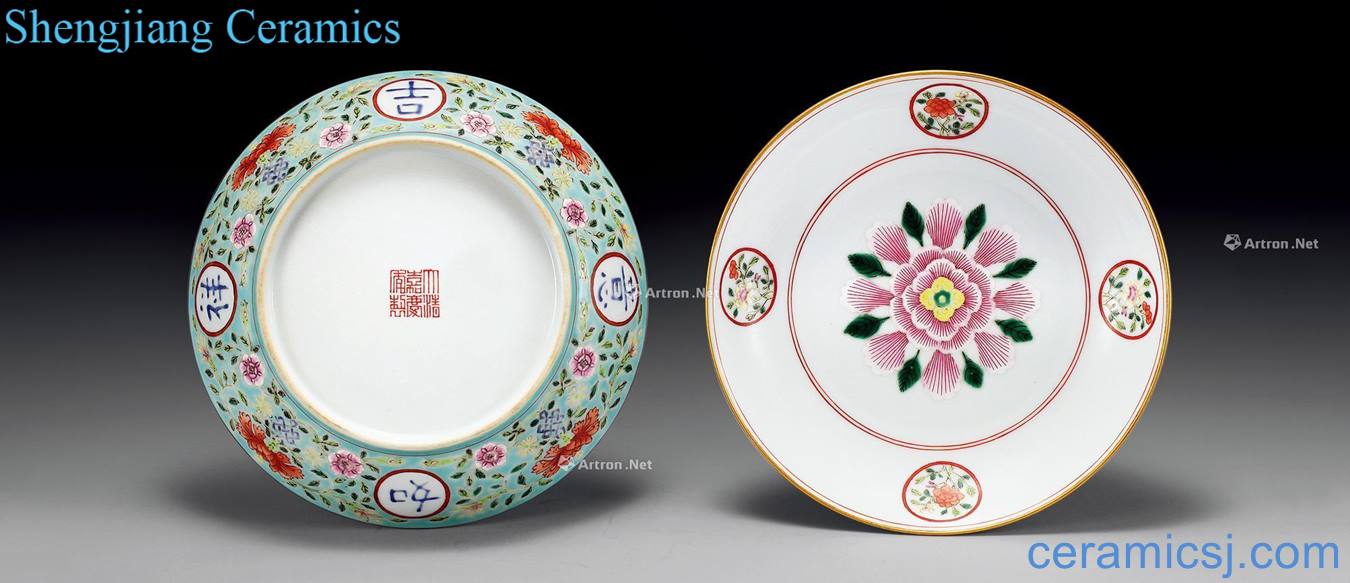 Qing jiaqing pastel flowers grain jixiangruyi plate (2)