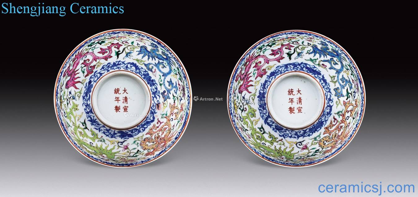 Qing xuantong pastel real talent phoenix wear pattern bowl (2)