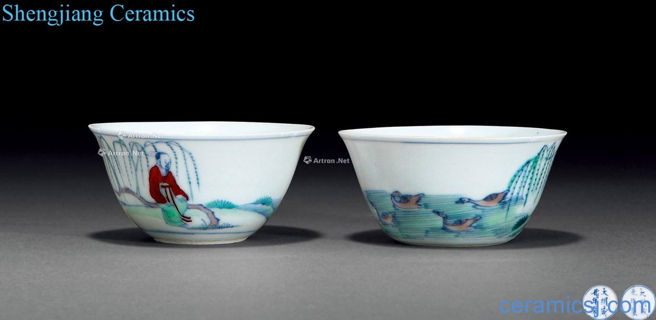 The qing emperor kangxi bucket color character lines small cup (2)