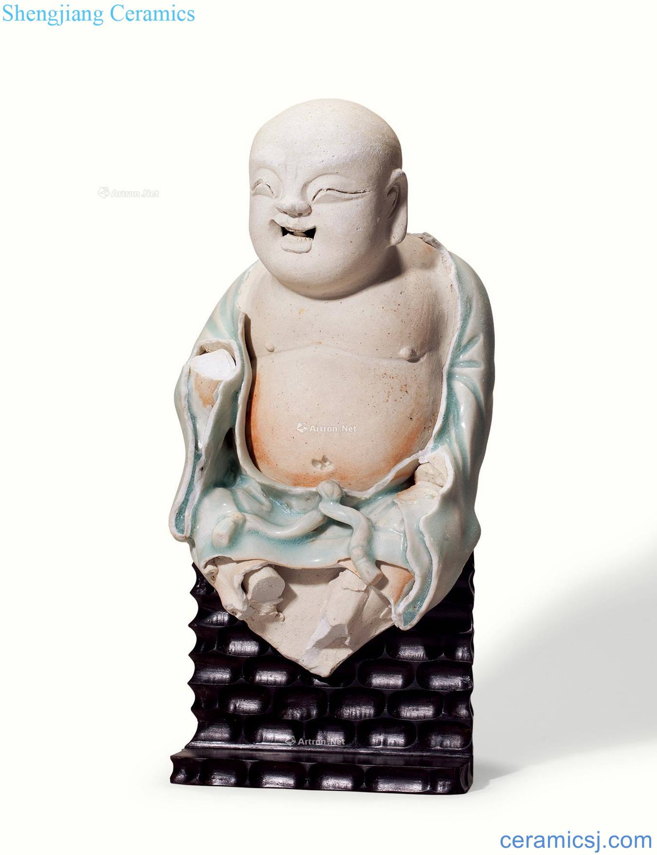 The southern song dynasty shadow blue glaze cloth-bag monk cave