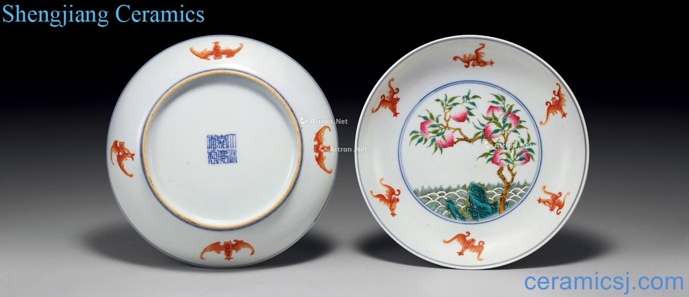 Qing jiaqing pastel fukuyama ShouHai plate (2)