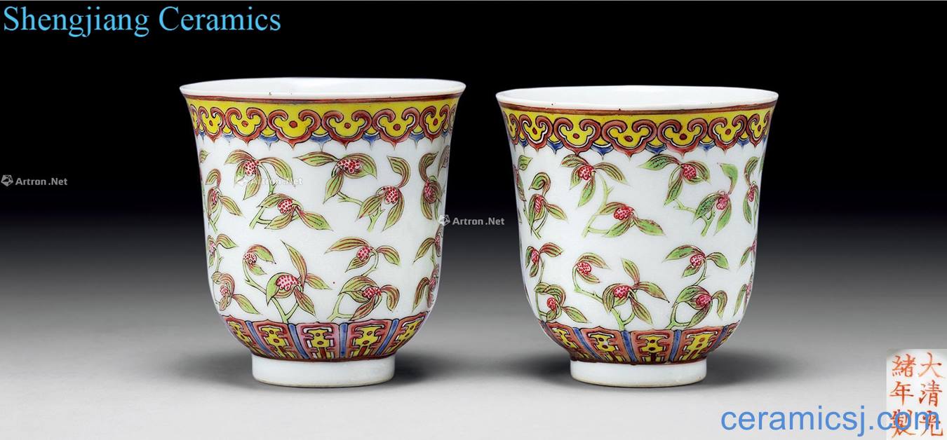 Qing guangxu pastel flowers cup (2)