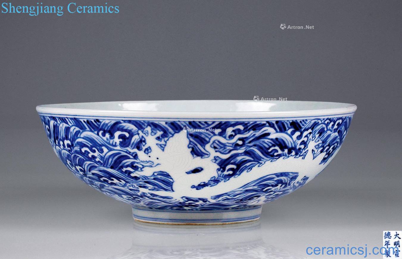 Ming xuande Blue and white for the white dragon grain dishes