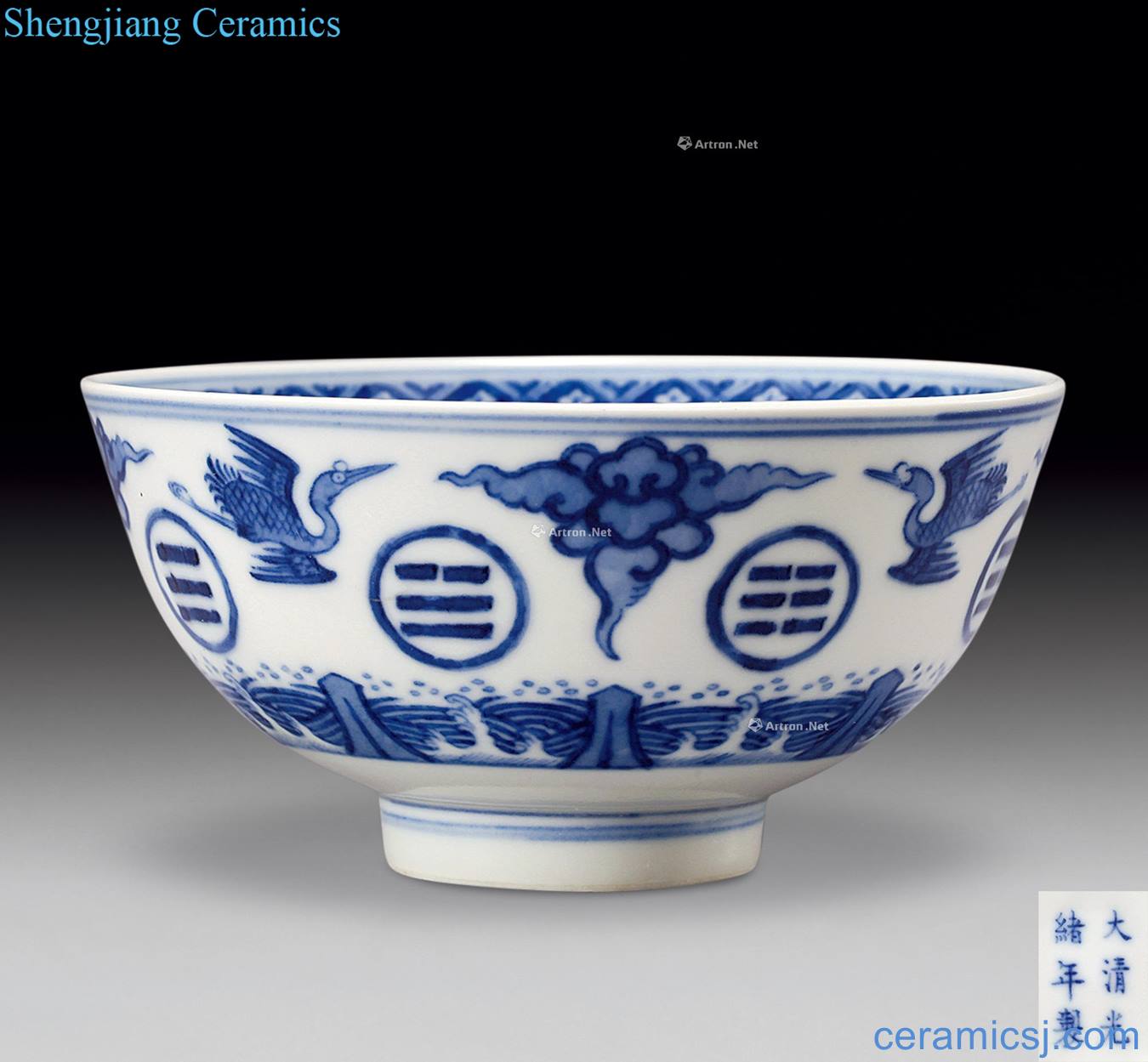 Qing guangxu Blue and white James t. c. na was published gossip green-splashed bowls