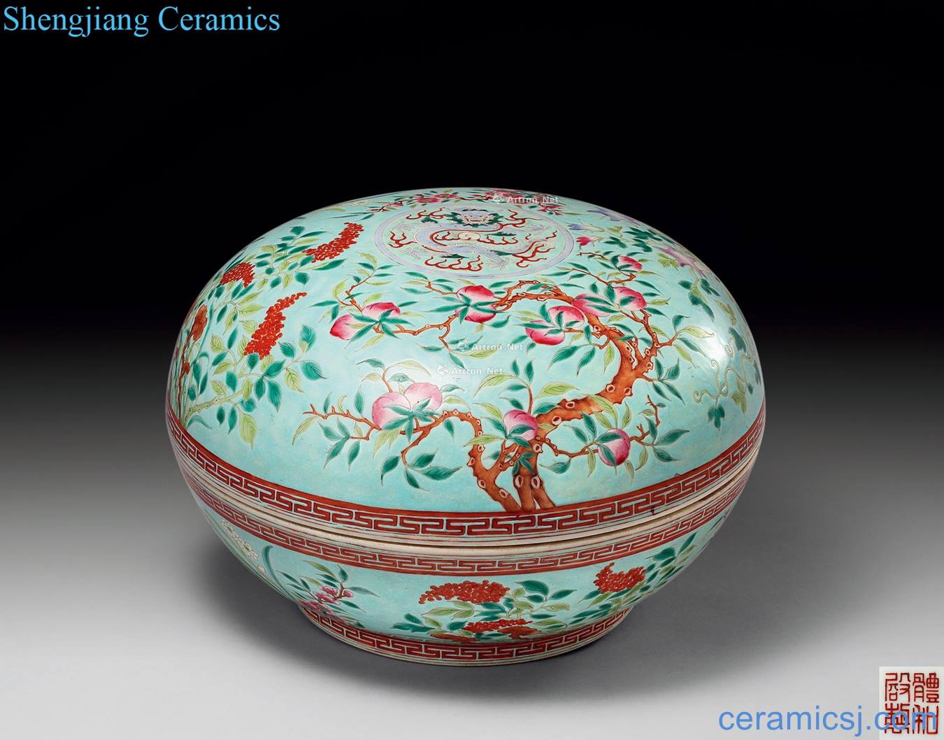 Green enamel reign of qing emperor guangxu spirit fairy birthday dragon box