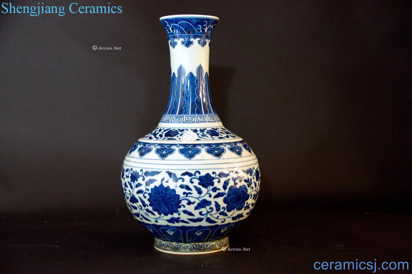 Qing guangxu Blue and white flowers of the reward bottle