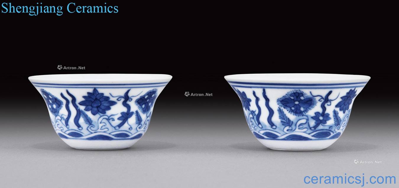 Qing daoguang Blue and white lotus pond grain small cup (2)