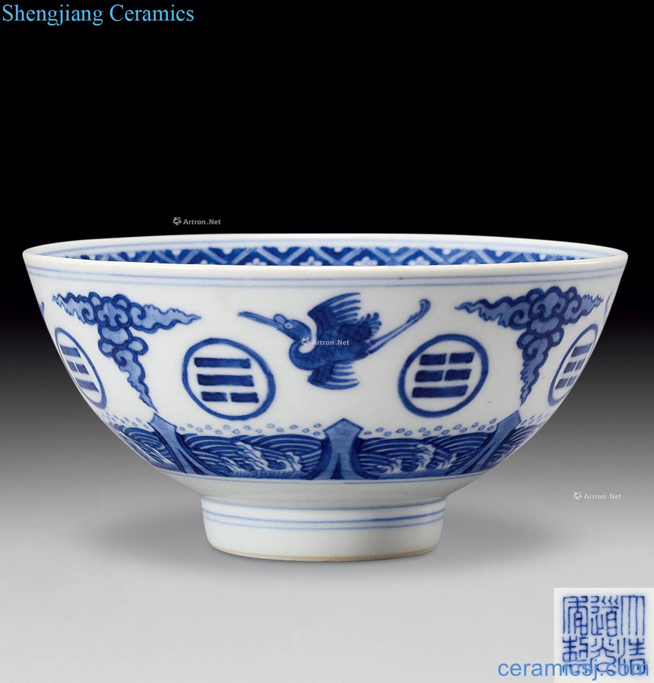 Qing daoguang Blue and white James t. c. na was published gossip green-splashed bowls