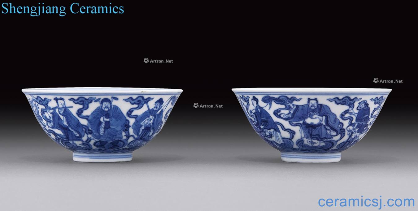 Qing jiaqing Blue and white the eight immortals character lines bowl (2)