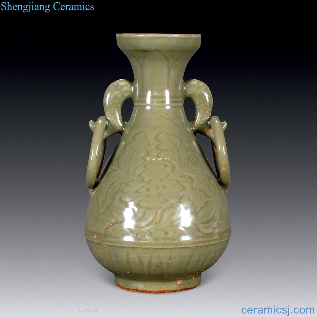 yuan Green glaze fish tooth ring bottle