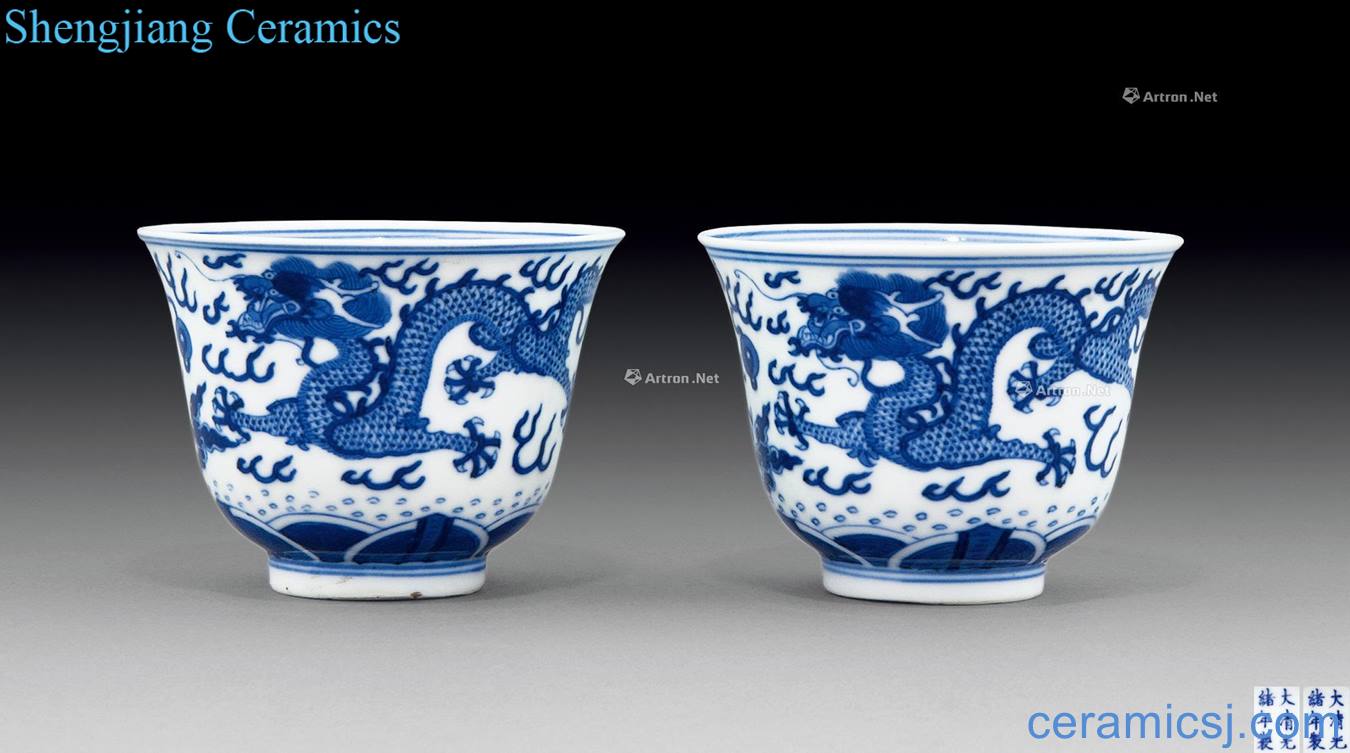 Qing guangxu Blue sea dragon cast bead grain bowl (2)
