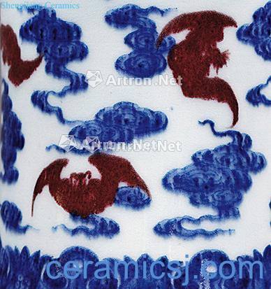 Qing qianlong Blue and white youligong smoky word bottle