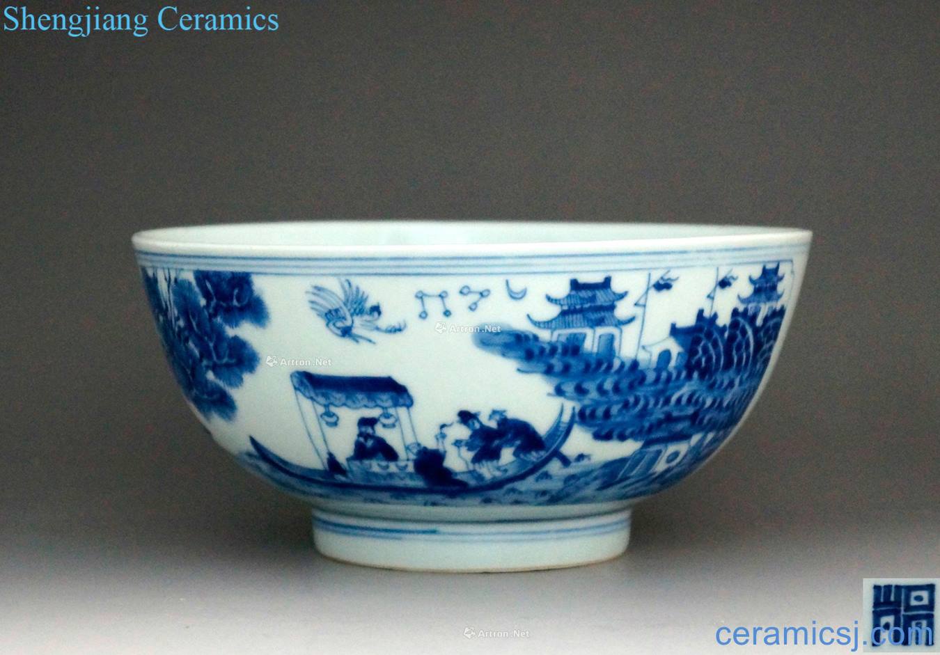 The qing emperor kangxi Blue and red cliff fu bowl