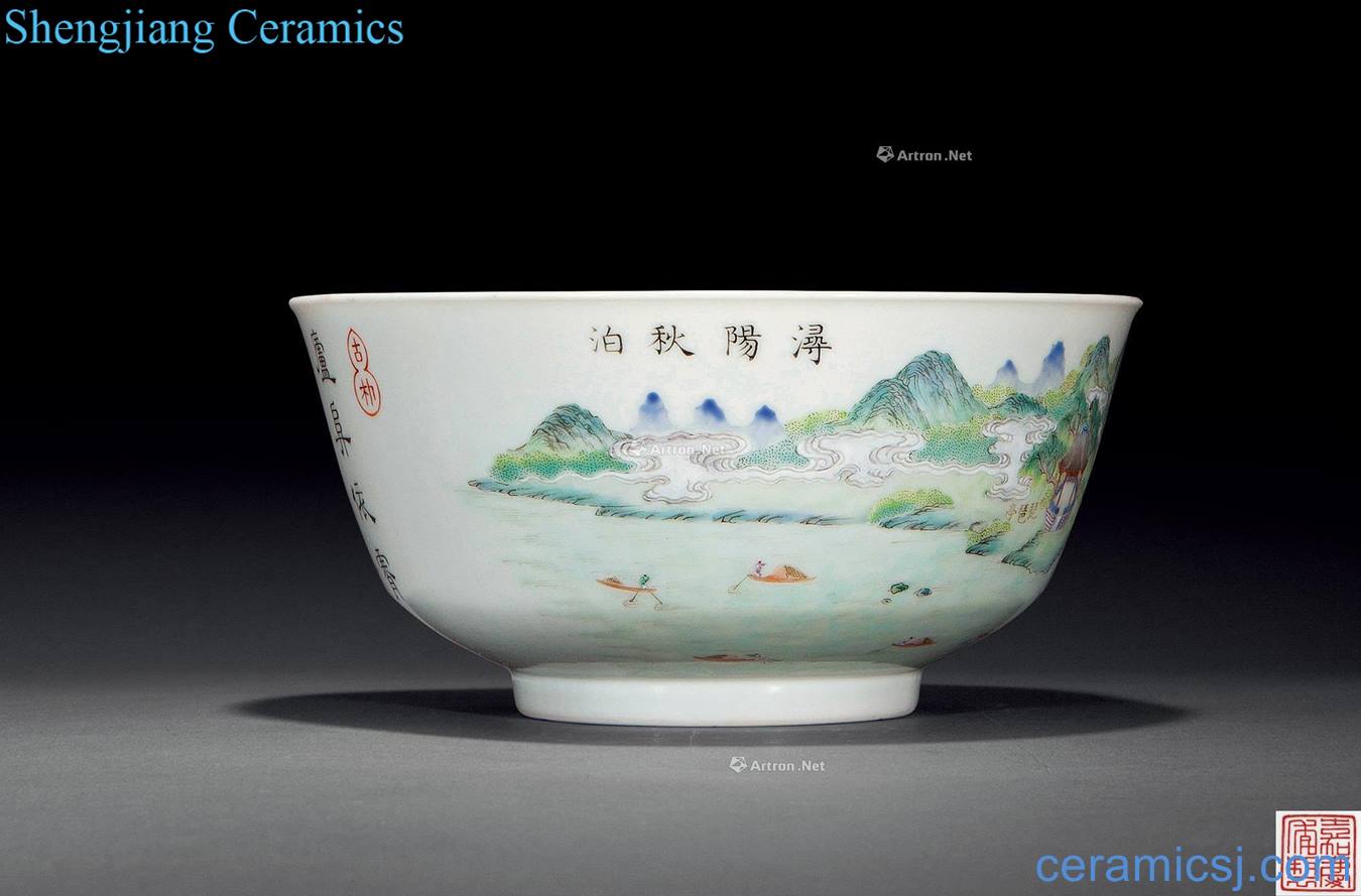 Qing jiaqing pastel lushan ten views of invertors YangQiu tu's poems bowl