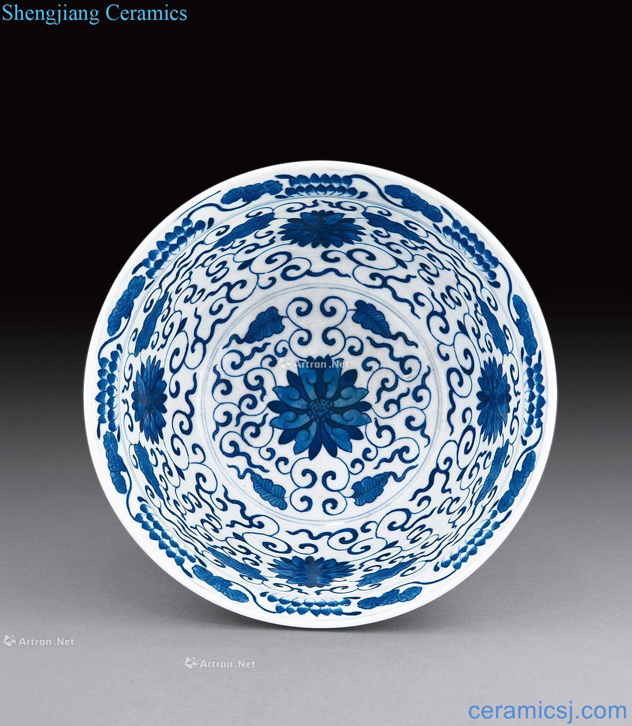 dajing Blue and white lotus flower grain admiralty large bowl