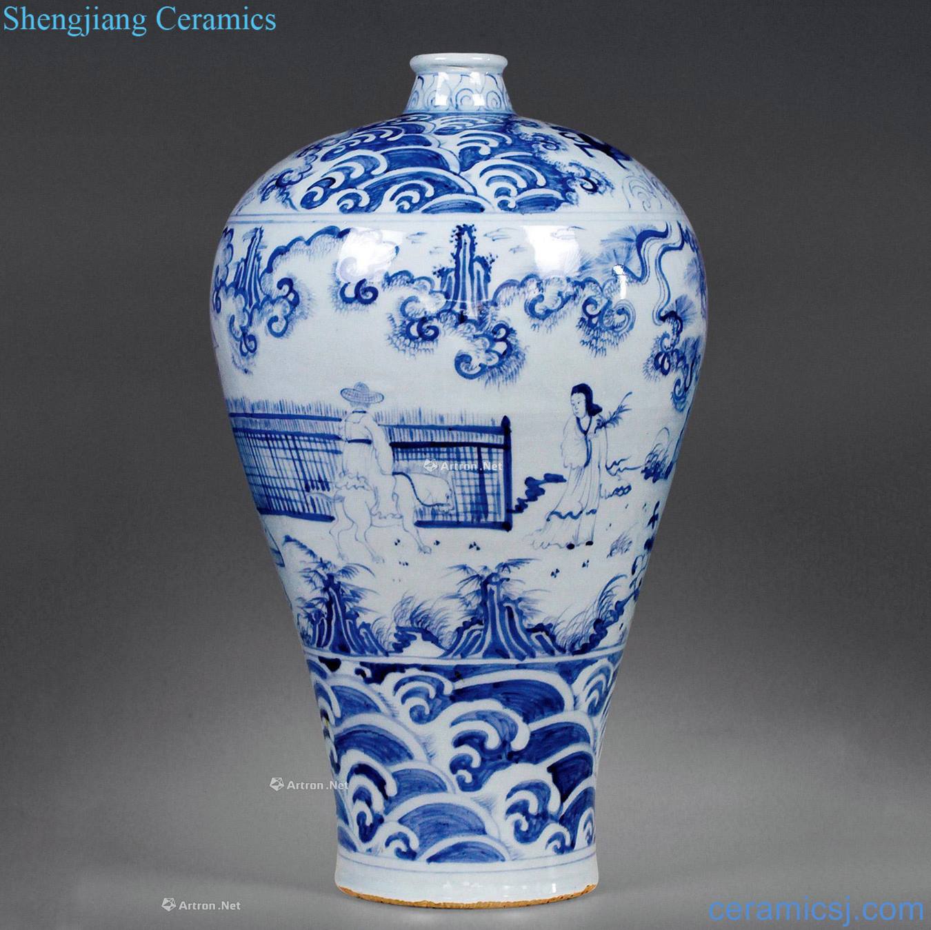 Ming Blue and white plum bottle