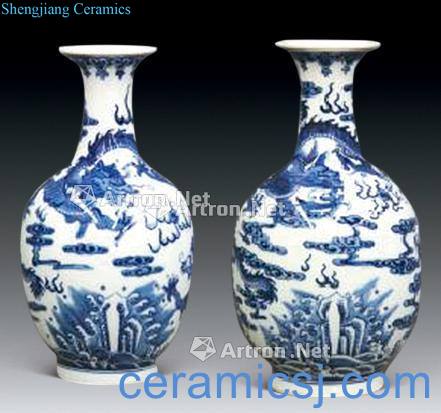 qing Blue and white dragon bottle (a)