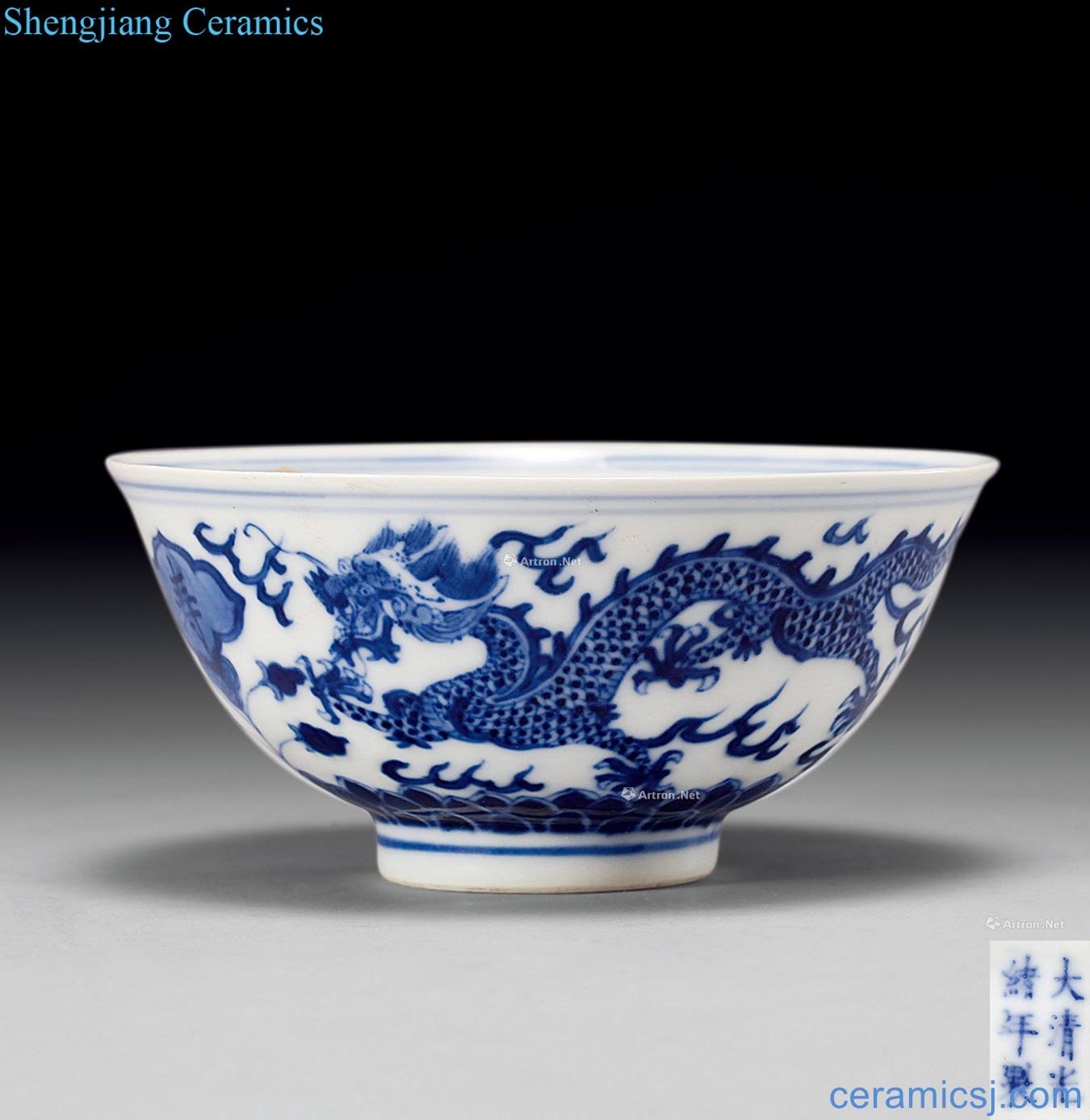 Qing guangxu Blue and white YunLongWen bowl