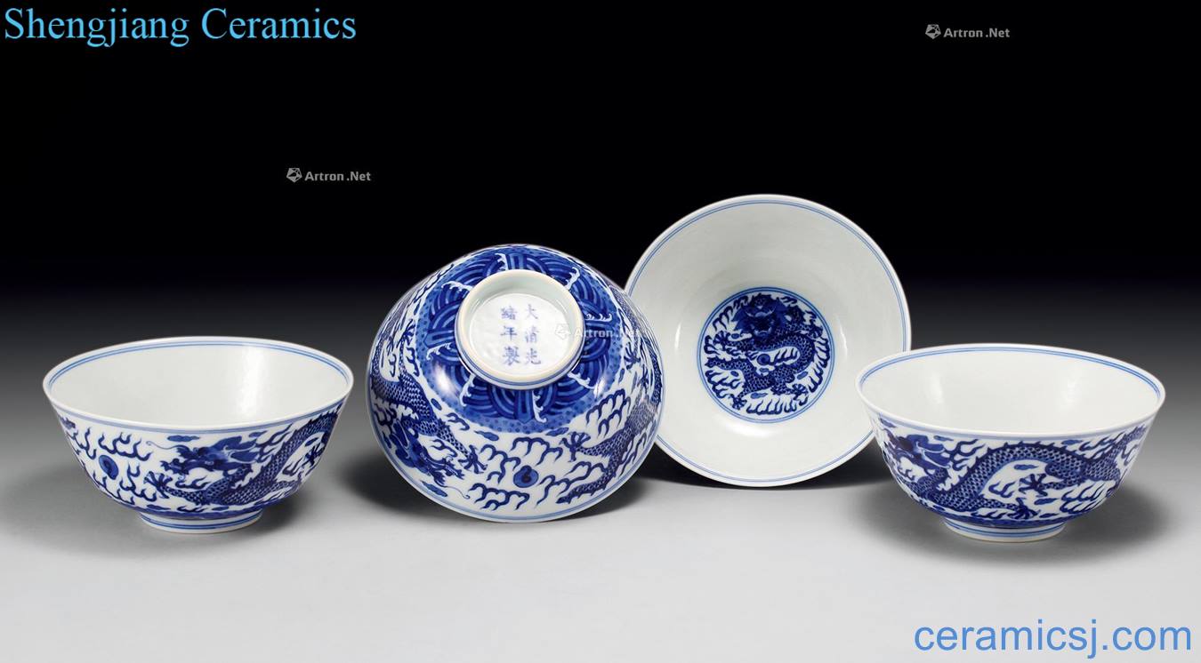 Qing guangxu Blue and white YunLongWen bowl (4)