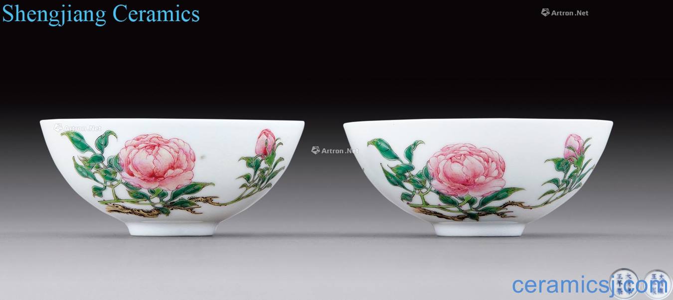 Qing yongzheng pastel fold branch flowers green-splashed bowls (2)