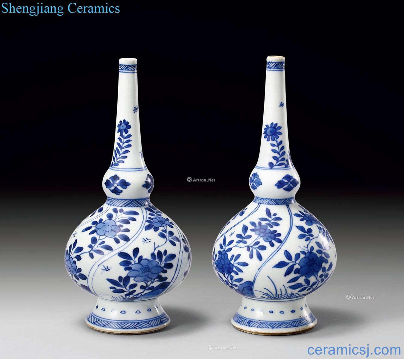 The qing emperor kangxi Blue and white flower flask (2)