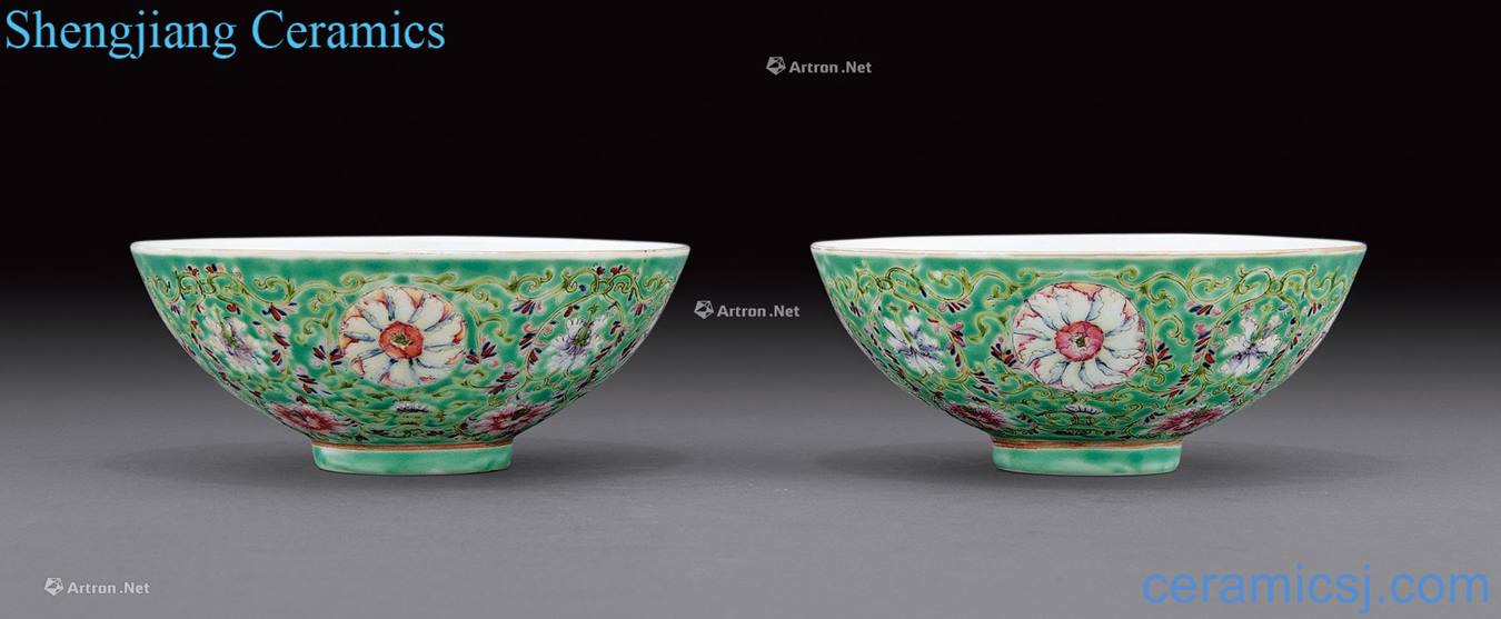 Green enamel bound branch flowers green-splashed bowls reign of qing emperor guangxu (2)