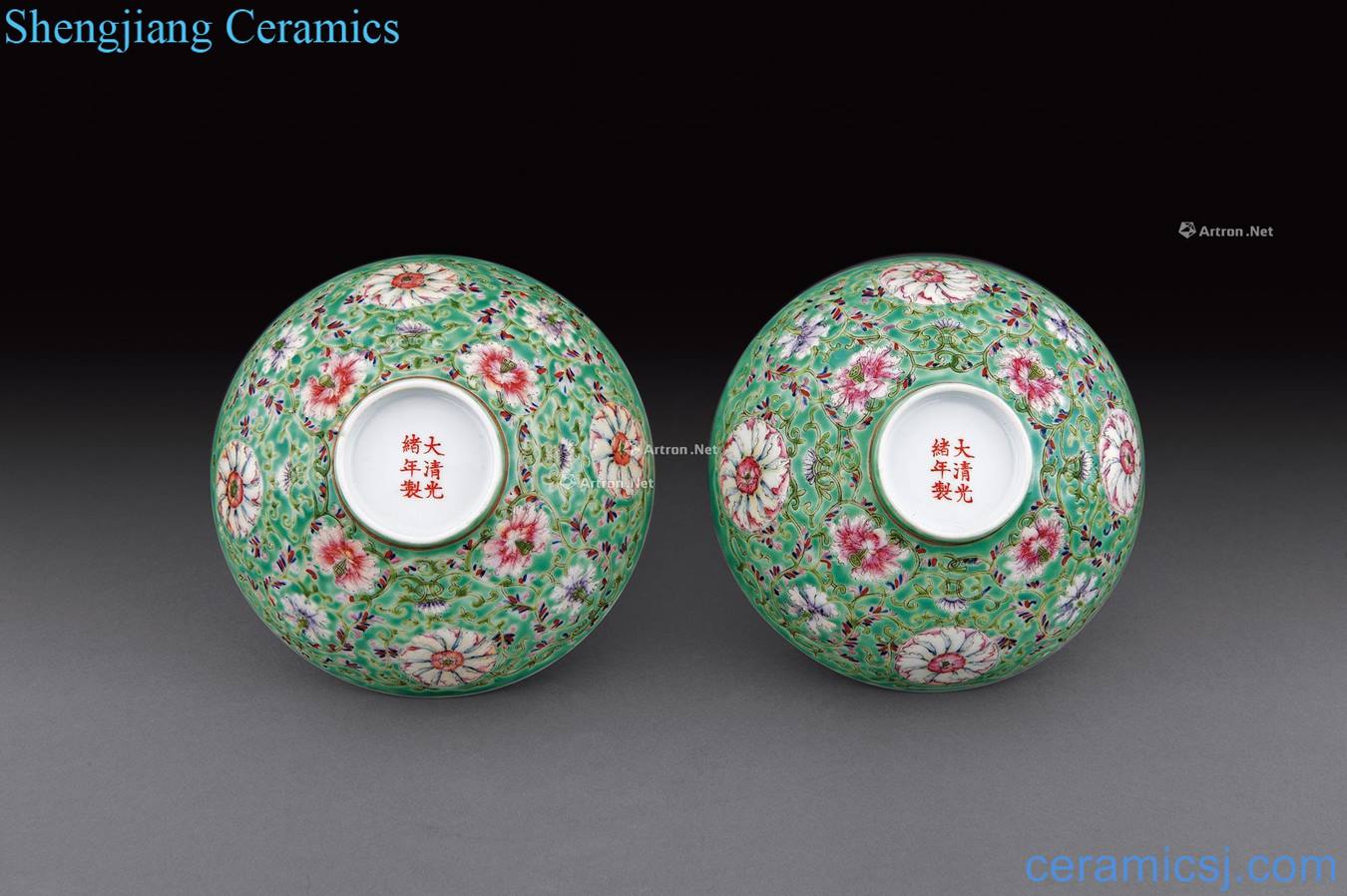 Green enamel bound branch flowers green-splashed bowls reign of qing emperor guangxu (2)