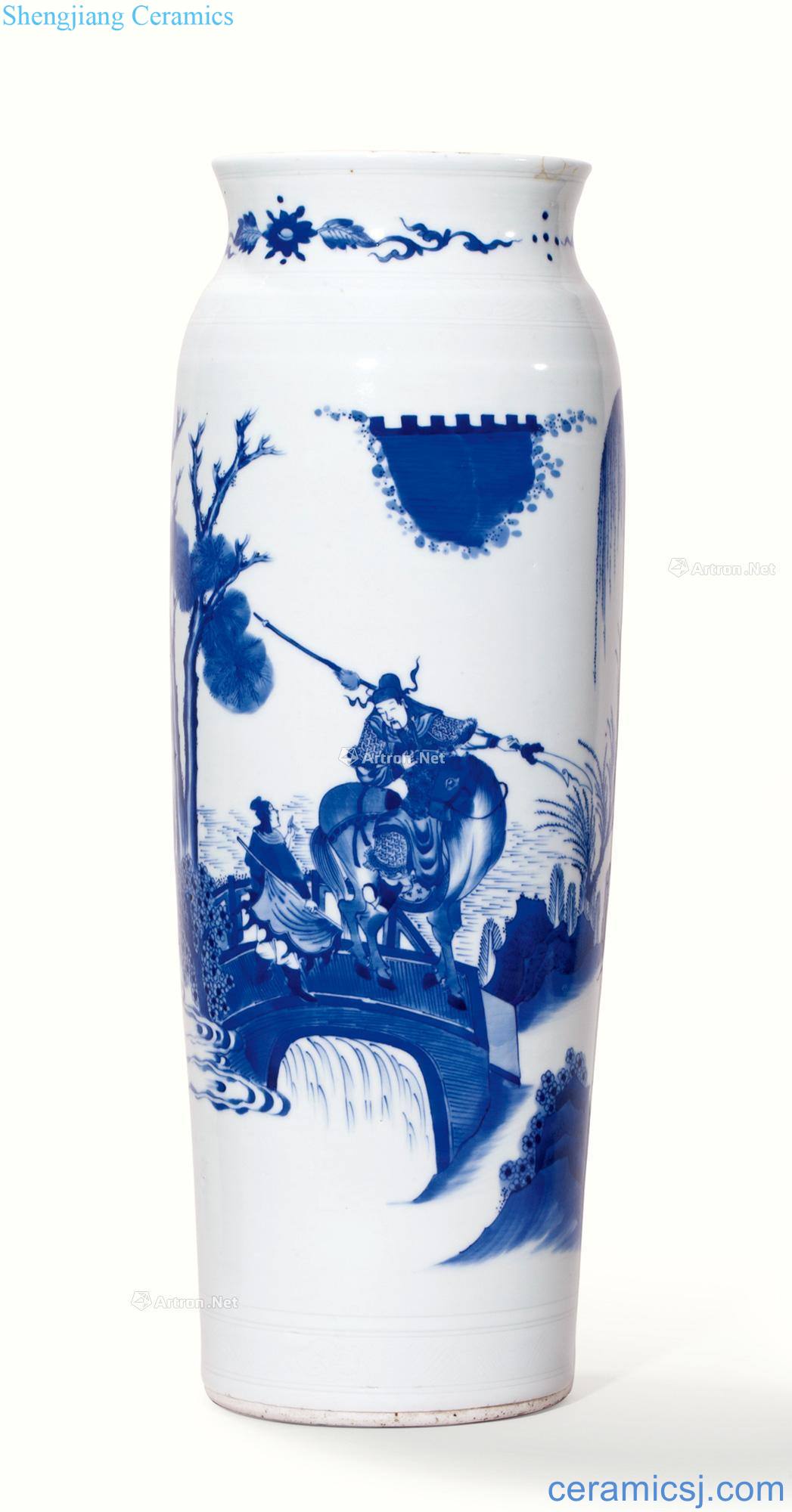 About 1630-1650 between Ming dynasty and early qing Stories of blue and white figure bottles