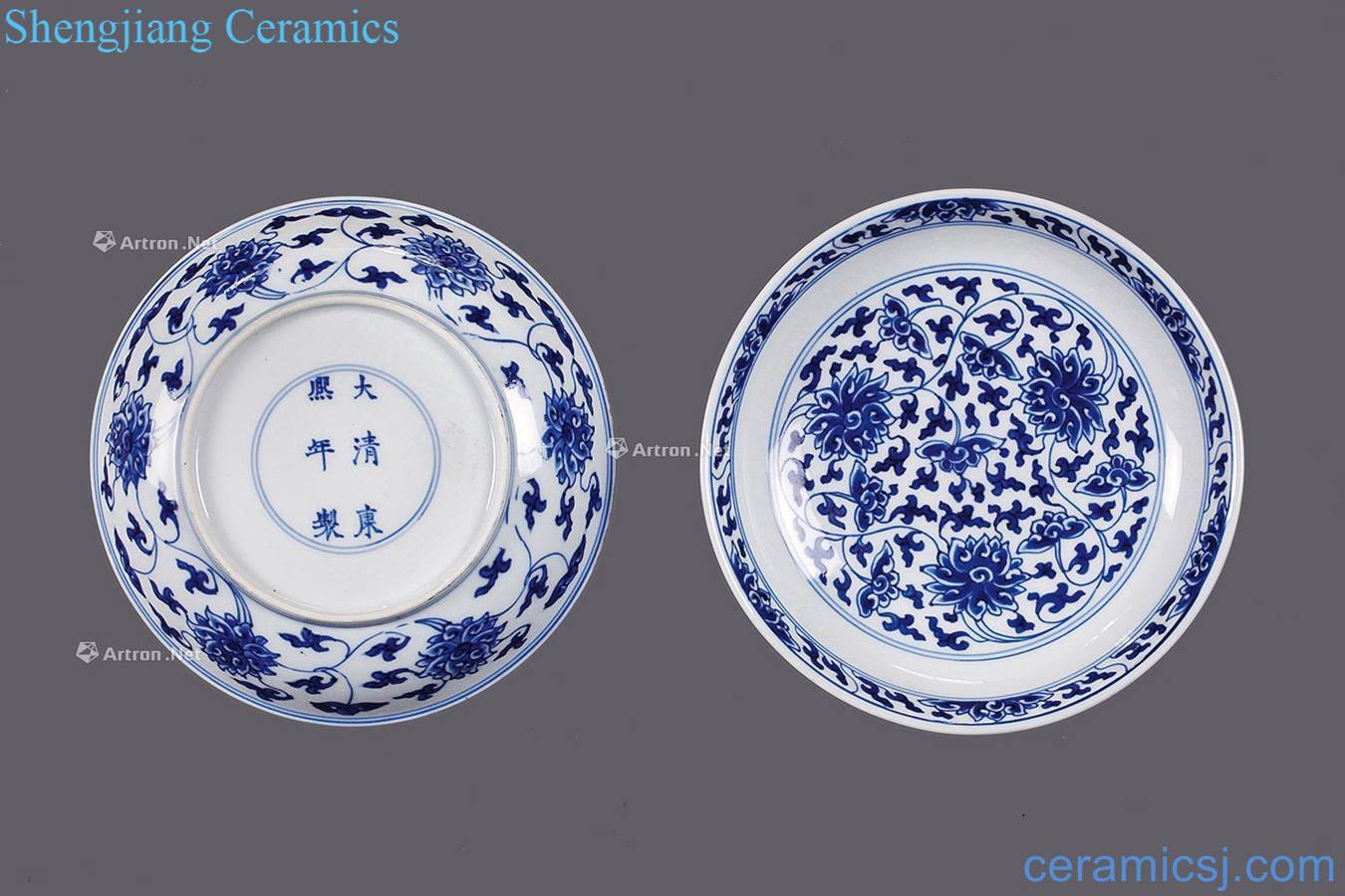 The qing emperor kangxi Green flower lotus plate (a)
