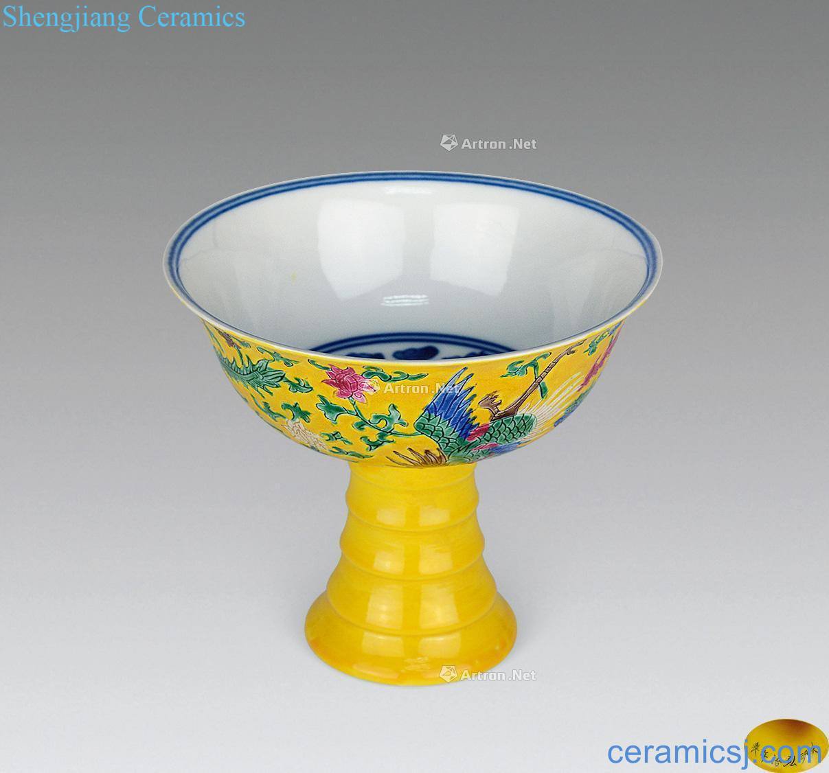 Yellow glaze grain footed bowl