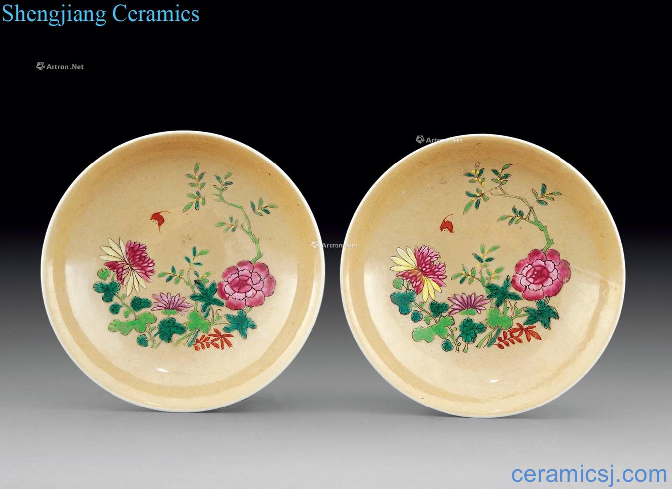 Qing qianlong cream-colored pastel flowers tray (2)