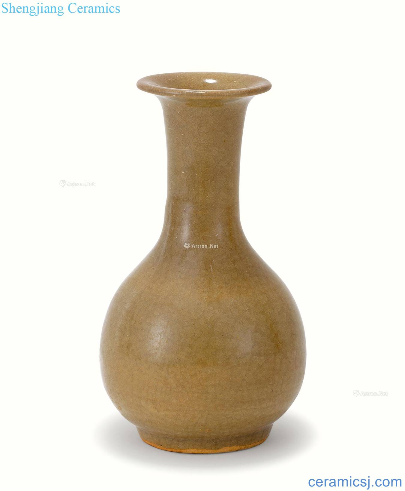 The southern song dynasty Longquan celadon cream-colored glaze goddess of mercy bottle