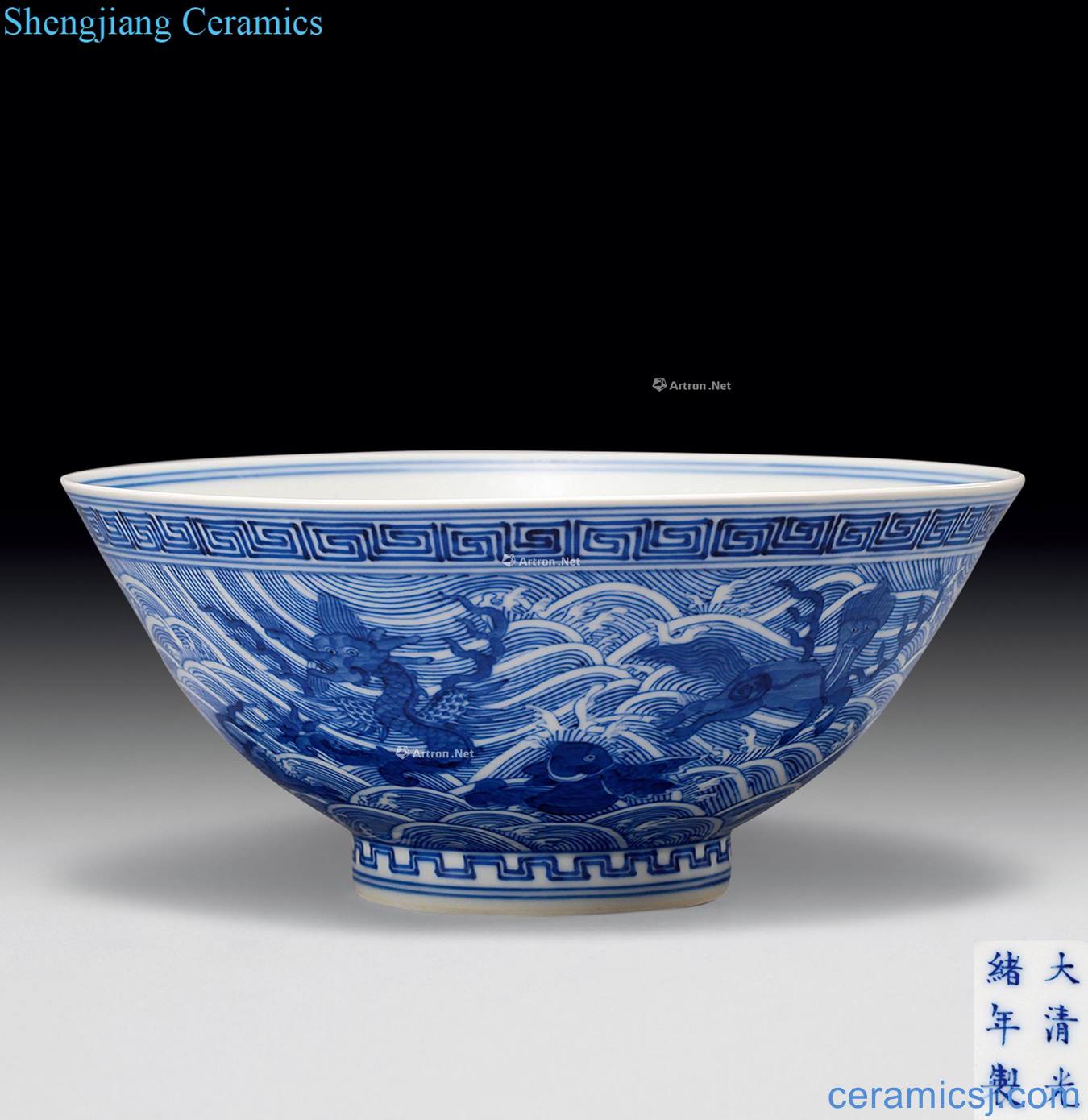 Qing guangxu Blue sea green-splashed bowls