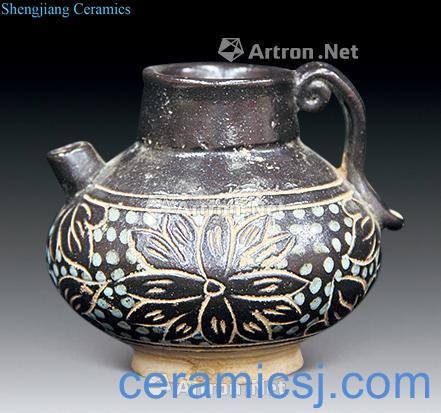 The song dynasty Jizhou kiln stippling carved flower pot