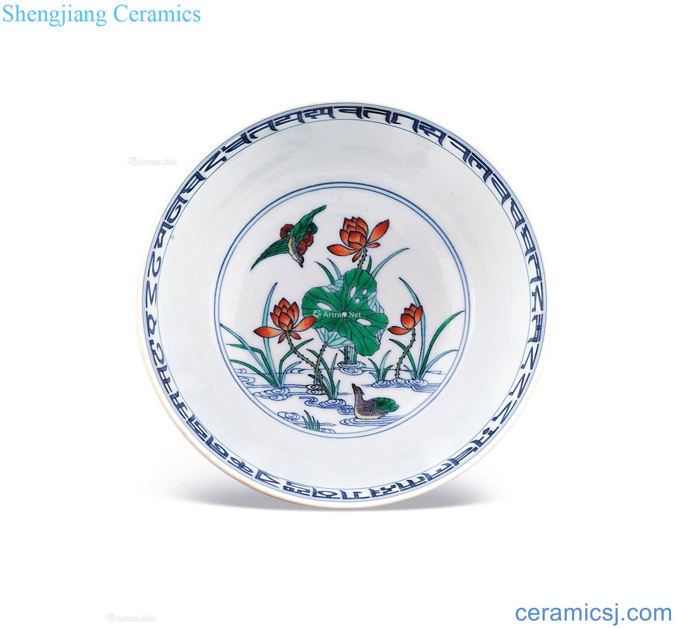 Qing daoguang bucket yuanyang lines lie the foot bowl lotus pond