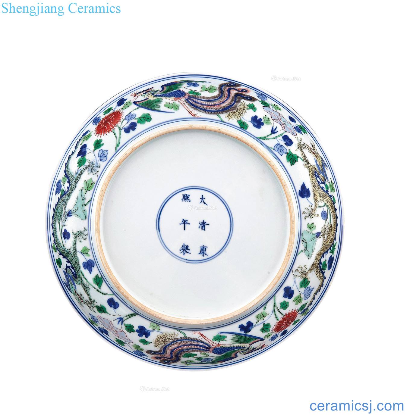 The qing emperor kangxi Blue and white color longfeng wear pattern plate