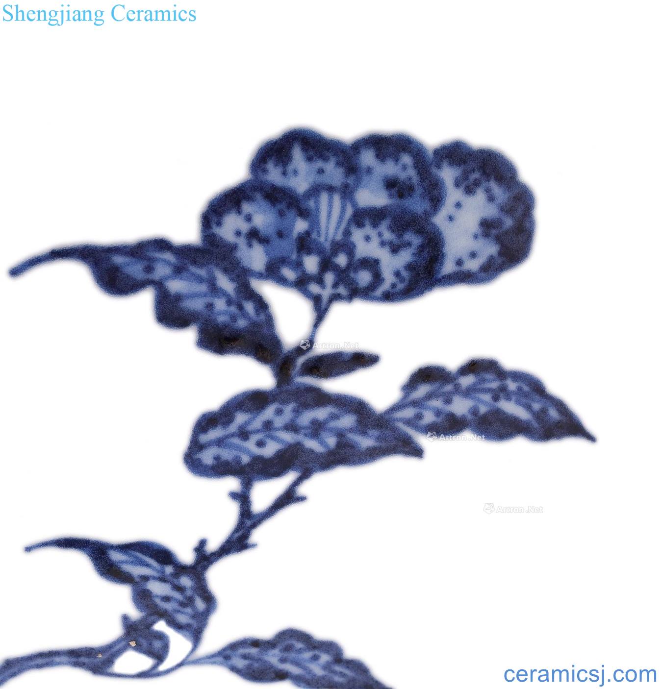 Qing yongzheng Blue and white tie up lotus flower sweet grain market