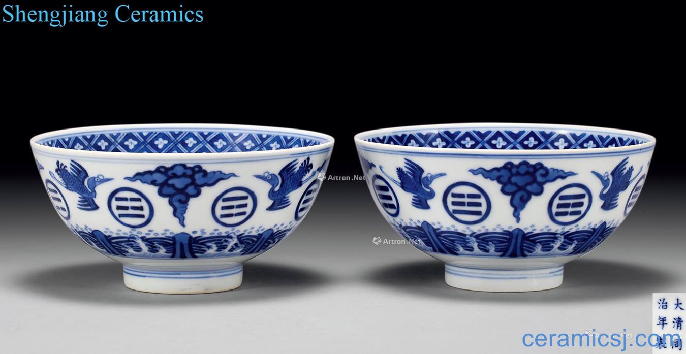 dajing Blue and white James t. c. na was published gossip green-splashed bowls (2)