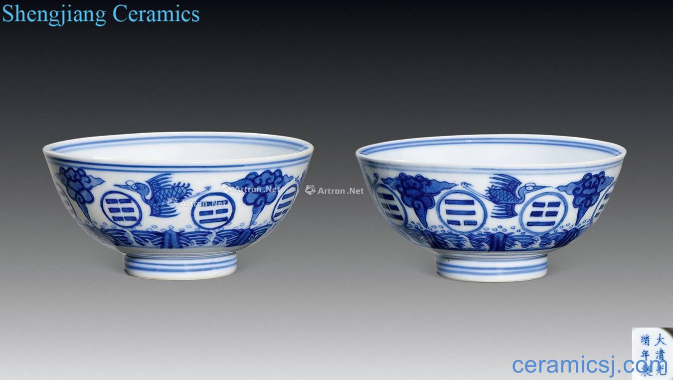 Qing guangxu Blue and white James t. c. na was published gossip grain small bowl (a)