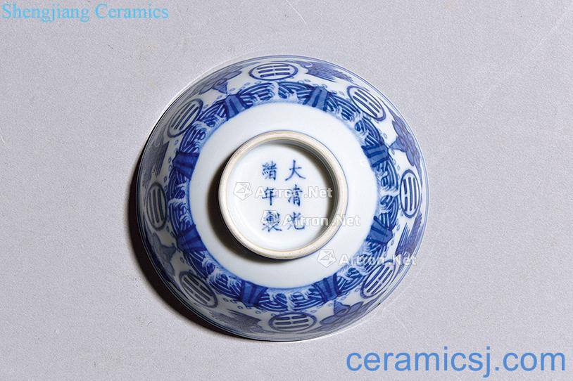 Qing guangxu Blue and white James t. c. na was published gossip grain small bowl (a)